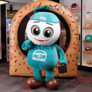 Teal Donut mascot costume...