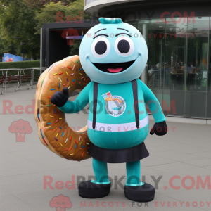 Teal Donut Maskottchen...