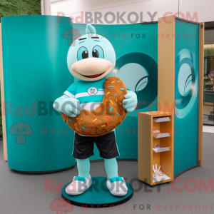 Teal Donut mascot costume...