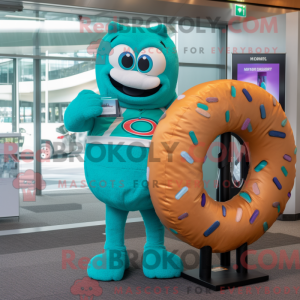 Teal Donut mascot costume...