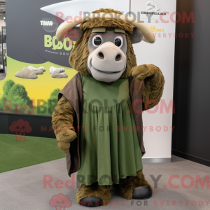 Olive Bison Maskottchen...
