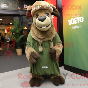 Olive Bison mascottekostuum...