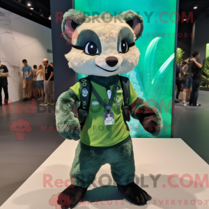 Grøn Civet maskot kostume...