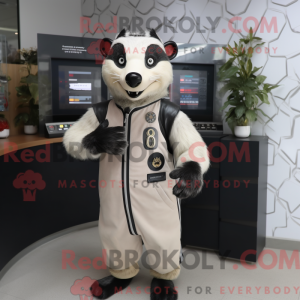 Cream Badger mascot costume...