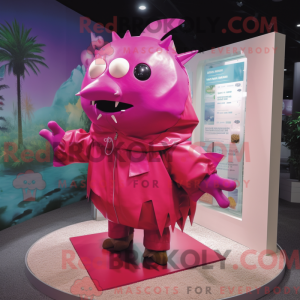 Magenta tun maskot kostume...