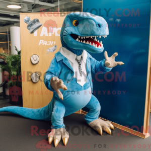 Cyan Tyrannosaurus maskot...