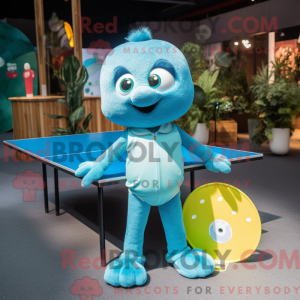 Cyan Ping Pong Table maskot...
