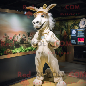Crème ezel mascottekostuum...