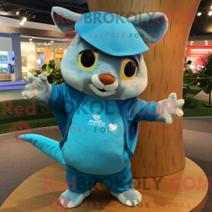 Fantasia de mascote de esquilo-voador turquesa com moletom e chapéus - Mascotes esquilos voadores - RedBrokoly.com