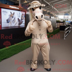 Beige Horse mascot costume...
