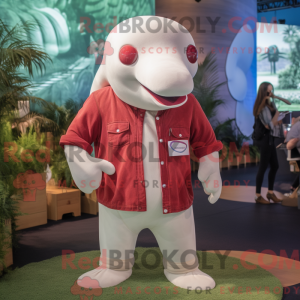 Maroon Beluga Whale maskot...