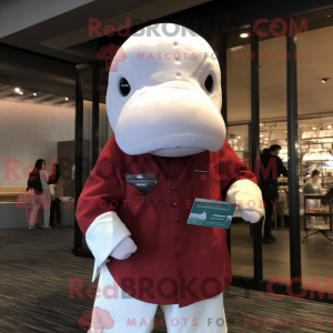 Maroon Beluga Whale maskot...