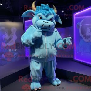 Himmelblå Minotaur maskot...