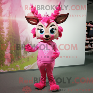 Pink Deer maskot kostyme...