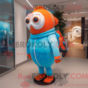 Sky Blue Clown Fish mascot...