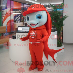 Red Dolphin maskot kostume...
