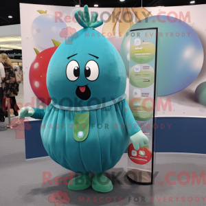 Teal Turnip mascottekostuum...