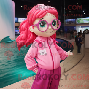 Pink Havfrue maskot kostume...