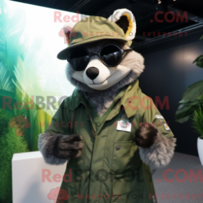 Fantasia de mascote de civeta verde floresta com parca e óculos de sol - Óculos de sol mascotes - RedBrokoly.com