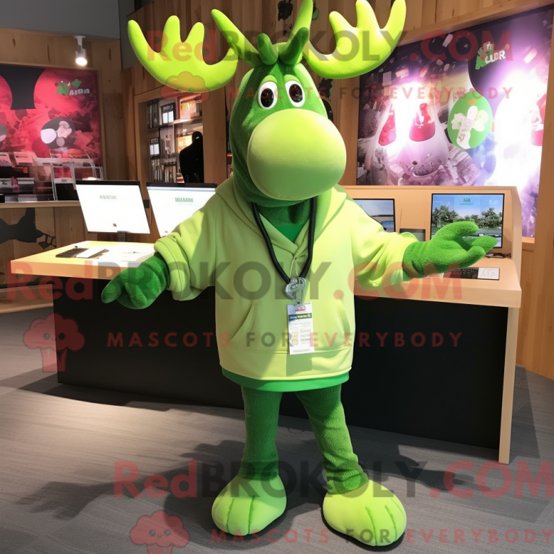 Fantasia de mascote de alce verde-limão com moletom e pulseiras - Mascotes do Limão - REBROKO_329921 - RedBrokoly.com