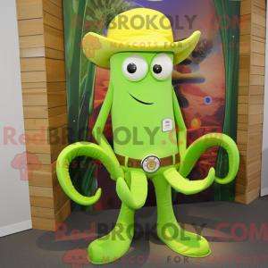 Limegrøn blæksprutte maskot...