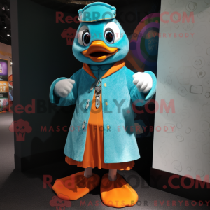Cyan mandarin maskot drakt...