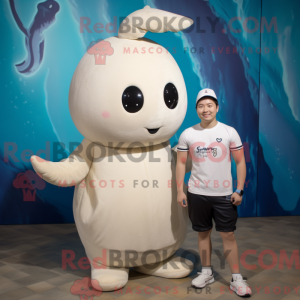 Cream Narwhal mascot...