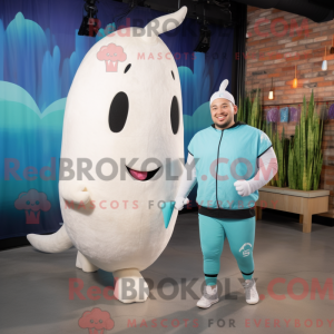 Cream Narwhal maskot...