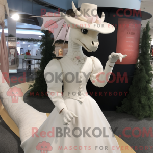 Hvit drage-maskotdraktfigur...