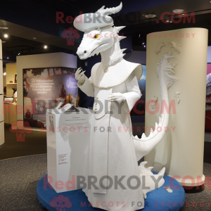 Witte Draak mascottekostuum...
