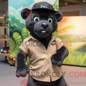Sort Jaguarundi maskot...
