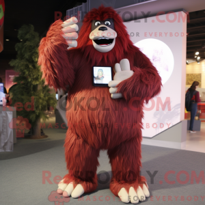 Maroon Sasquatch mascot...