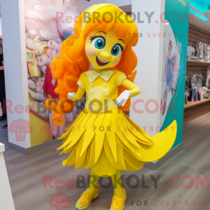 Gul havfrue maskot kostume...