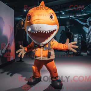 Oranje haai mascottekostuum...