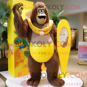 Gul Gorilla maskot kostume...