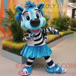 Blue Zebra mascot costume...