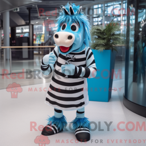 Blå Zebra-maskotdraktfigur...