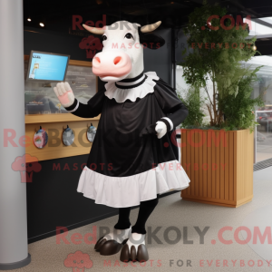 Sort Holstein Cow maskot...