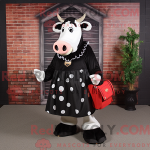 Sort Holstein Cow maskot...