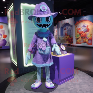Lavender Undead mascot costume character dressed with a Cover-up and Coin purses