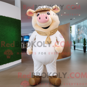 Cream Pig mascottekostuum...
