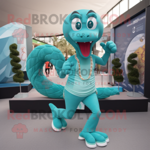 Teal Hydra mascotte kostuum...