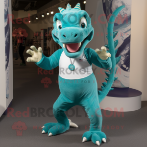 Teal Hydra mascotte kostuum...