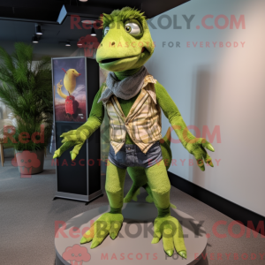 Limegrøn Deinonychus maskot...