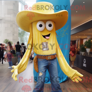Gold Squid mascot costume...