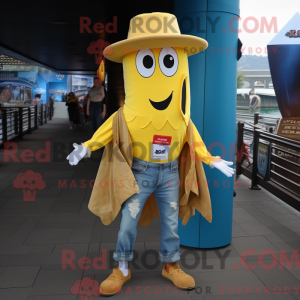 Gold Squid mascot costume...
