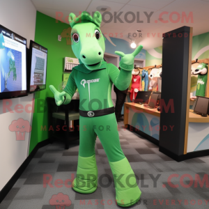 Green Horse mascot costume...