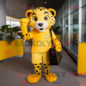 Gul gepard maskot kostume...