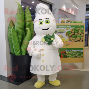 White Zucchini mascot costume character dressed with a Culottes and Brooches