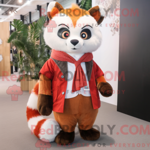 Hvid rød panda maskot...